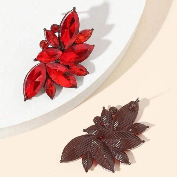 Retro Cluster Crystal Dangle Earrings Rhinestone Statement Stud Earrings - Picture 4 of 10